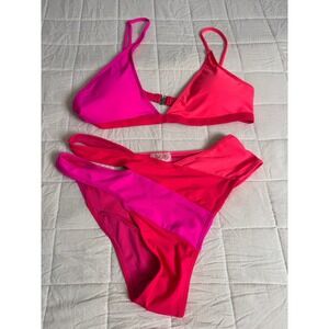 Pink Lily Colorblock High Waisted Bikini Swimsuit XL